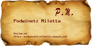 Podwinetz Miletta névjegykártya